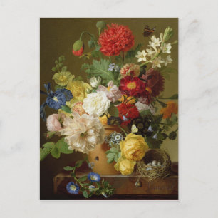 Blomma stilleben på en marmoravsats, 1800-01 vykort