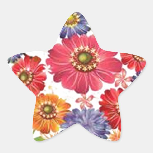 blomma stjärnformat klistermärke (Framsida)