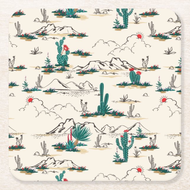 Blomma suckulentmönster underlägg papper kvadrat (Framsidan)