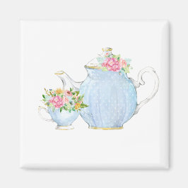 blomma, te, högte, blommigt te, trädgård magnet