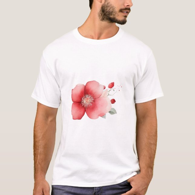 Blomma Tema rosa presentidé T Shirt (Framsida)