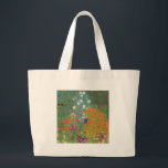 blomma trädgård klimt gustav stuga jumbo tygkasse<br><div class="desc">En klassisk teckning av Gustav Klimt,  Cottage Garden,  Bauergarten,  1907,  är en blomsterträdgård,  en färgstark blommigt.</div>