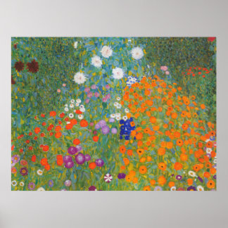 blomma+trädgård+klimt+gustav+stuga poster