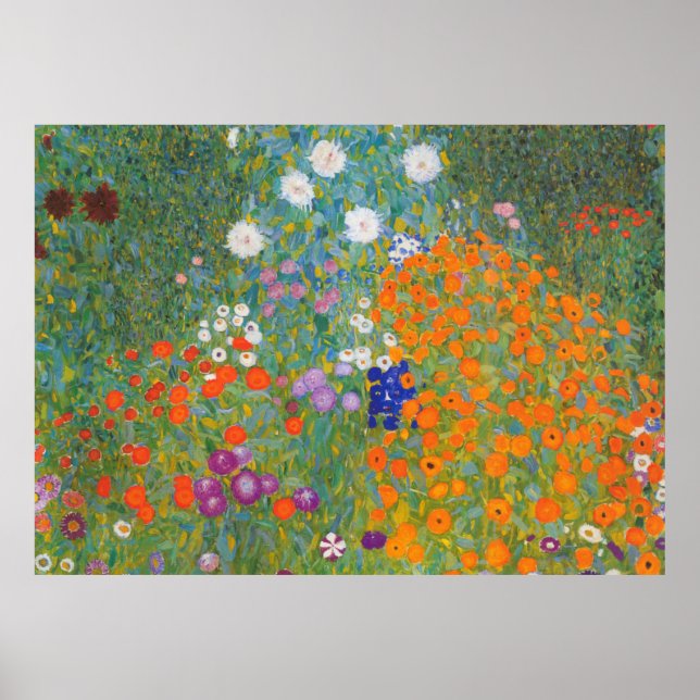 blomma+trädgård+klimt+gustav+stuga poster (Framsidan)