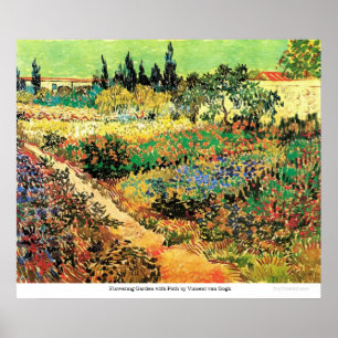 Blomma trädgården med vägen av Vincent Van Gogh Poster