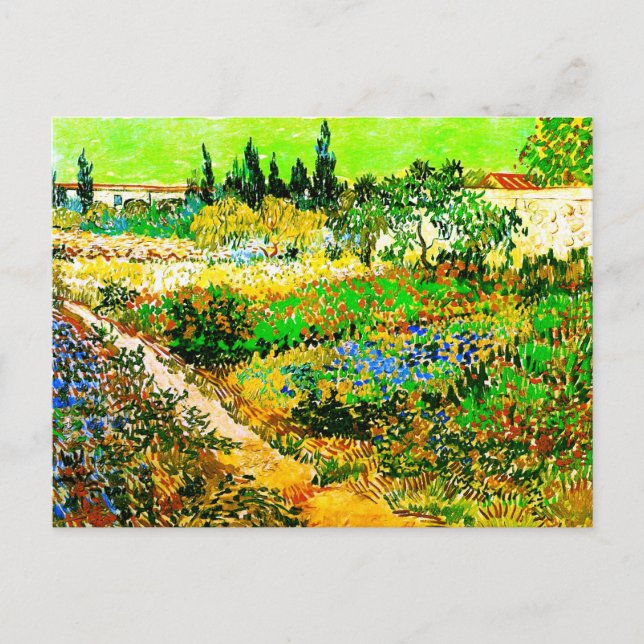 Blomma trädgården med vägVan Gogh konst Vykort (Framsida)