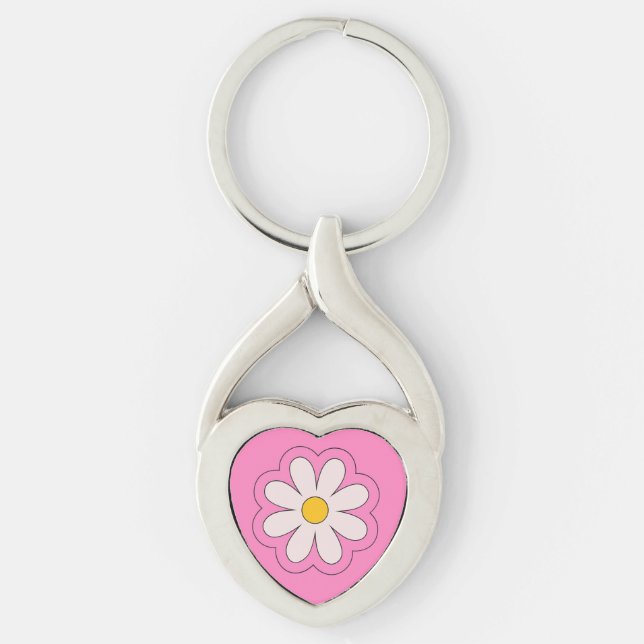 Blomma Twisted Heart Silverfärgad Nyckelring (Framsidan)