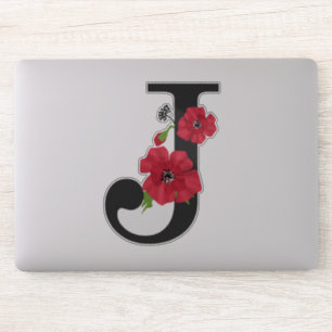 Blomma uppsättningen, monogram J, brev J, blommor Klistermärken