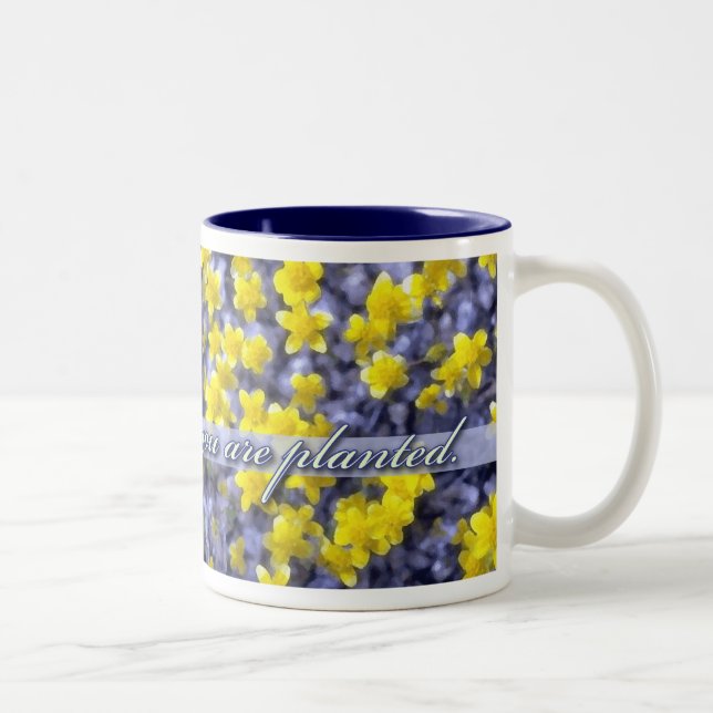 Blomma var dig planteras, gula vildblommar Två-Tonad mugg (Höger)