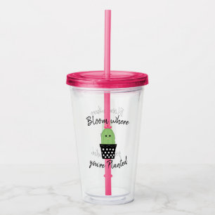 Blomma var du är den planterade kaktustumbleren take away mugg