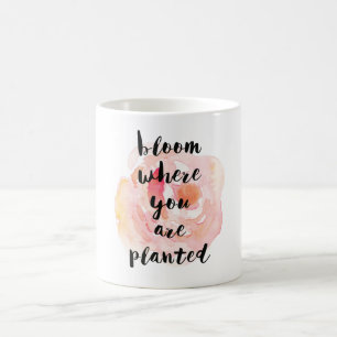 Blomma var du är den planterade vattenfärgen ste kaffemugg