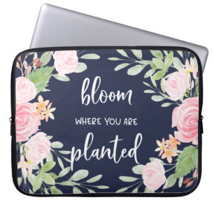 Blomma var du är planterad blom- typografi laptop fodral