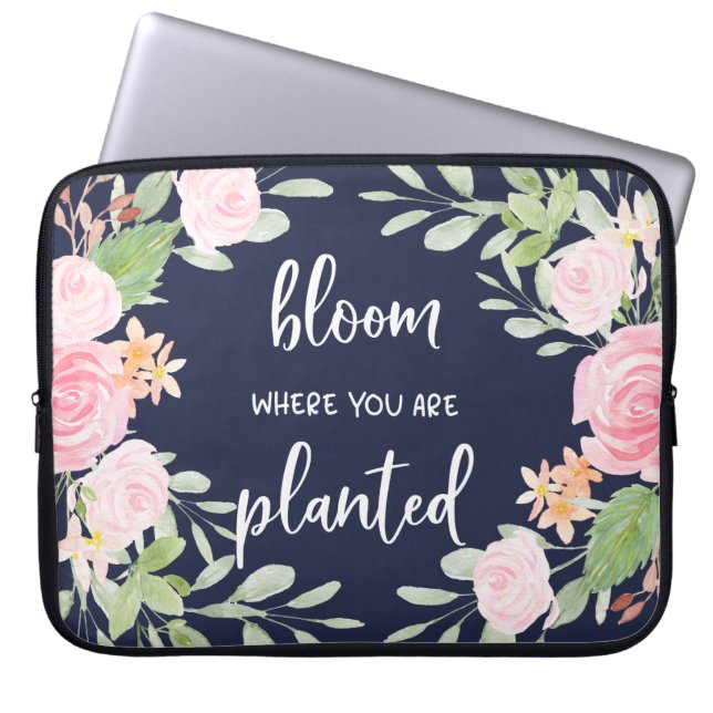 Blomma var du är planterad | blom- typografi laptop fodral (Framsidan)
