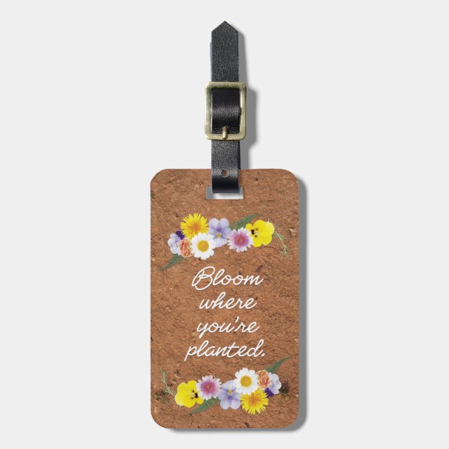 Blomma var du är planterat inspirera bagagebricka (Vertikal Framsida)