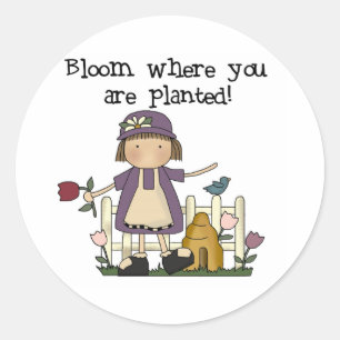 Blomma var du planteras runt klistermärke
