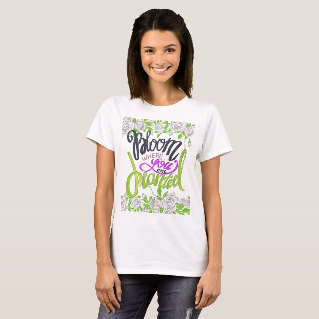 Blomma var du planteras t shirt (Hel framsida)