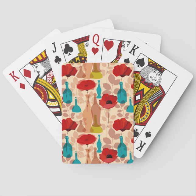 Blomma-, vas- och flaskamönster casinokort (Baksidan)