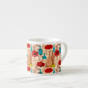 Blomma-, vas- och flaskamönster espressomugg