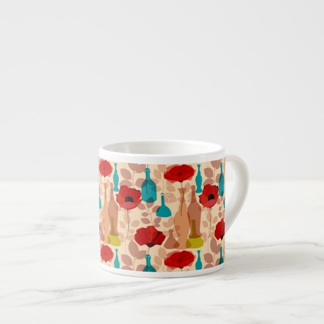 Blomma-, vas- och flaskamönster espressomugg (Framsida höger)