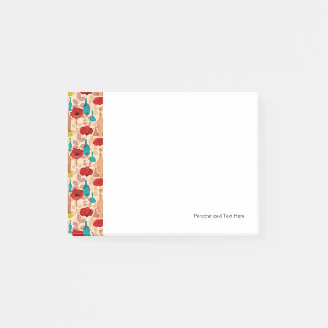 Blomma-, vas- och flaskamönster post-it block (Framsida)