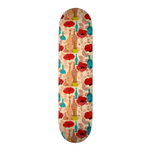 Blomma-, vas- och flaskamönster skateboard bräda 19,5 cm