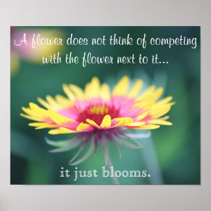 Blommaaffisch med inspirera citationstecken poster