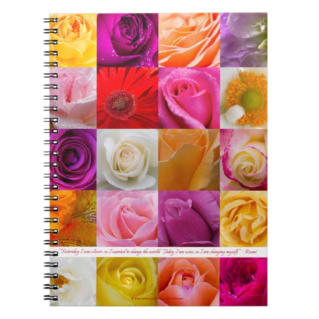 BlommaCollage med det Rumi citationstecknet - Anteckningsbok Med Spiral (Framsidan)