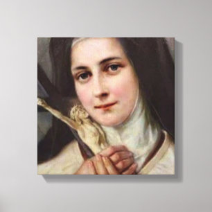 Blommacrucifix för vintage St.Therese lite Canvastryck