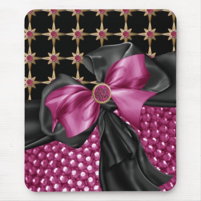 blommad, prydd med ädelsten & Rhinestonemousepad Musmatta (Framsidan)