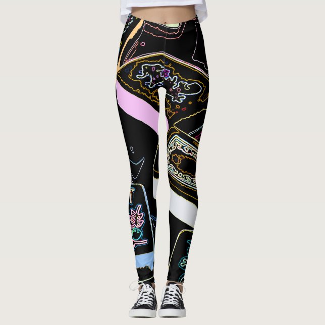 Blommadamasker för Mah Jongg Leggings (Framsida)