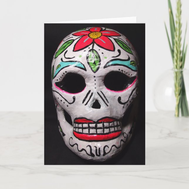 Blommaday of the dead maskerar kortet kort (Framsida)