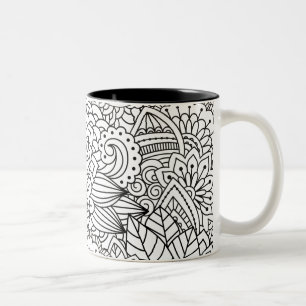 Blommadesignklotter Två-Tonad Mugg