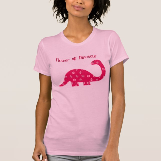 BlommaDinosaur - rosa Tee Shirt (Framsida)