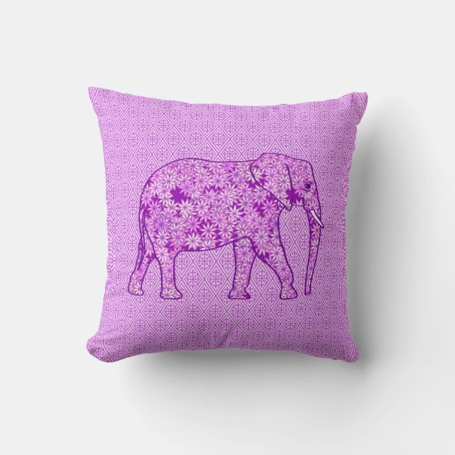 Blommaelefant - amethyst lila kudde (Framsida)