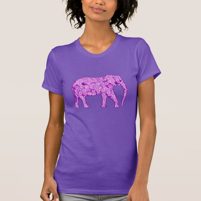 Blommaelefant - amethyst lila t-shirt (Framsida)