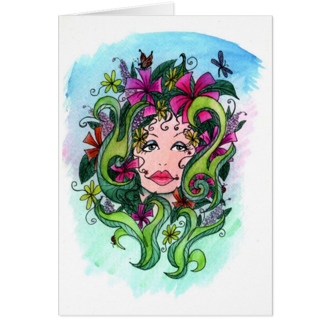 Blommajungfrun Hälsningskort (Framsidan)