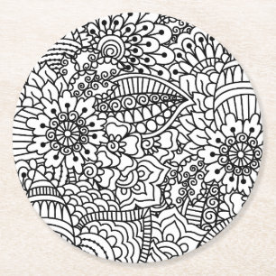 Blommaklotter Underlägg Papper Rund