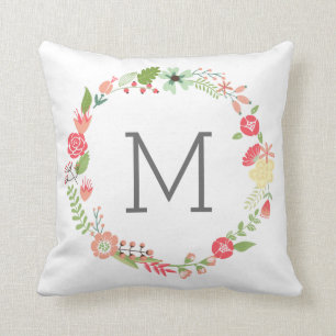 BlommakranMonogram Kudde