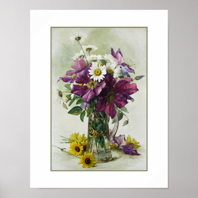 Blommålning av Paul de Longpré Fine Art Print Poster (Framsidan)