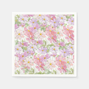 Blommålning av rosa och lila pappersservett