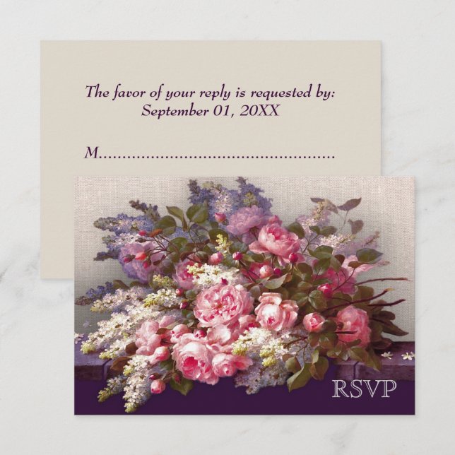 Blommålning Bröllopsjubileum RSVP-kort OSA Kort (Fram/baksida)
