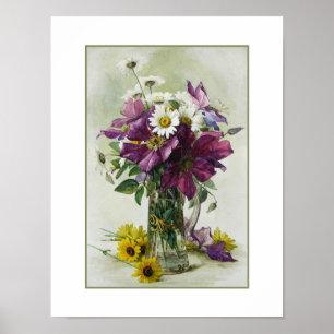 Blommålning. Paul de Longpré. Utskrift av fin kons Poster