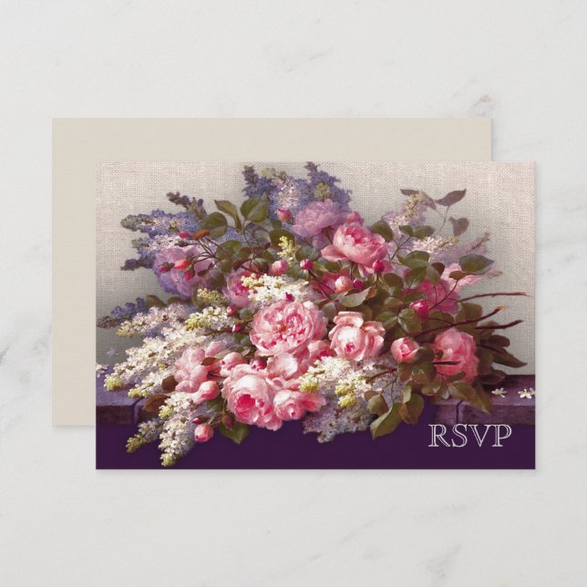 Blommamålning Bröllopsjubileum Svar på inbjudan (Fram/baksida)