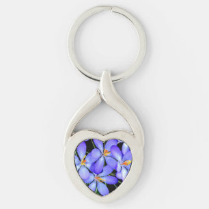 Blommametall Keychain Twisted Heart Silverfärgad Nyckelring