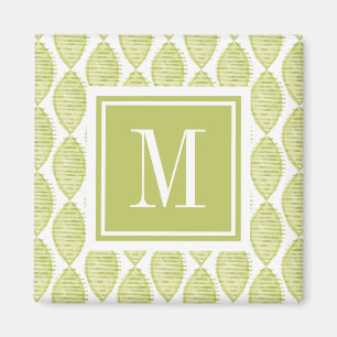 Blommamönster för Monogram   Hygge Magnet