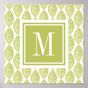 Blommamönster för Monogram Hygge Poster