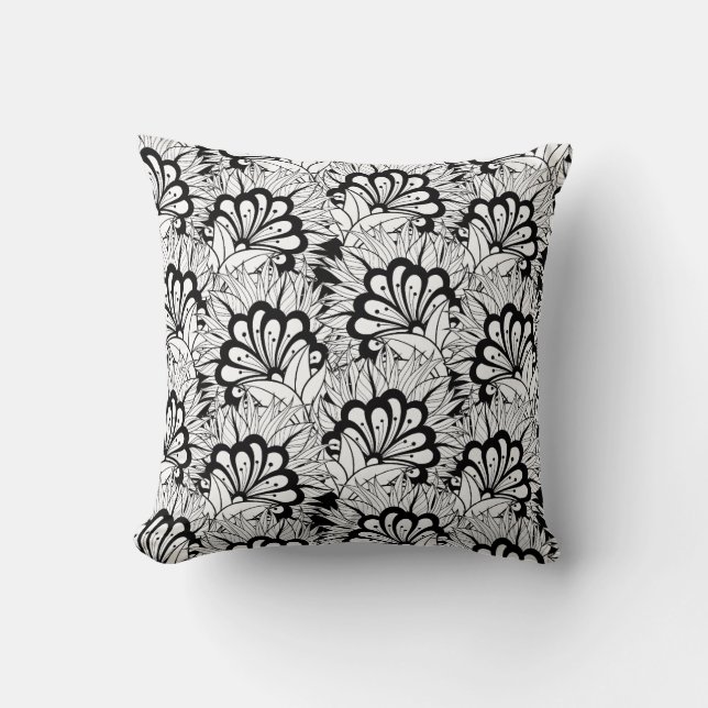 Blommamönsterklotter Kudde (Framsida)