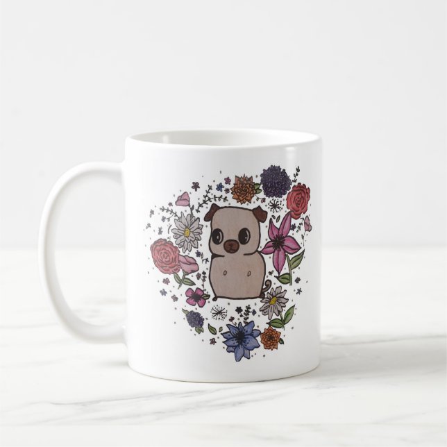 Blommamopsmugg Kaffemugg (Vänster)