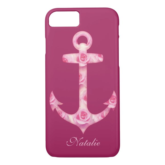 Blomman Anchor iPhone 7 fodral Blommigt rosa ros Case-Mate iPhone Skal (Baksida)