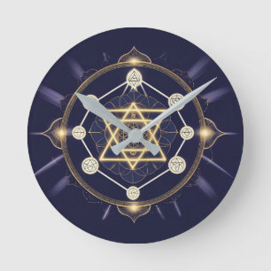 Blomman av Oändlighet — Celestial Helig Geometri Rund Klocka